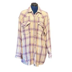 Wrangler Purple and Cream Plaid Jacket Size Large Cozy Comfy